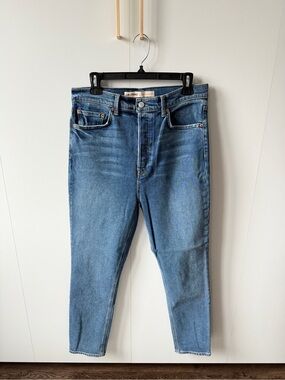 GRLFRND High-Rise Medium Blue Straight-Leg Jeans